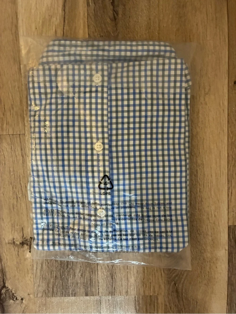 NWT J. Crew Blue and White Gingham Button-Down Shirt